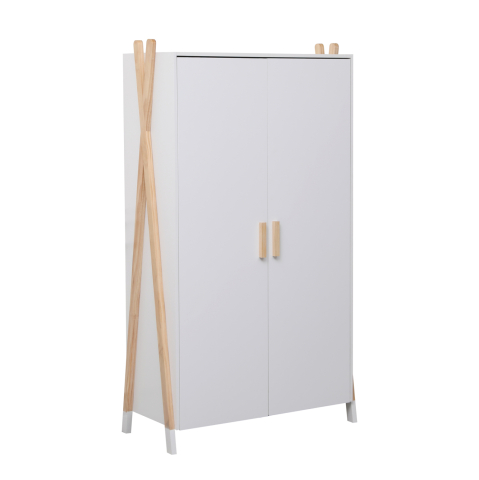 Dulapuri - CHILDREN'S WARDROBE PASCHAL HM2494.03 WHITE MELAMINE-PINE WOOD LEGS 96x44x170Hcm.