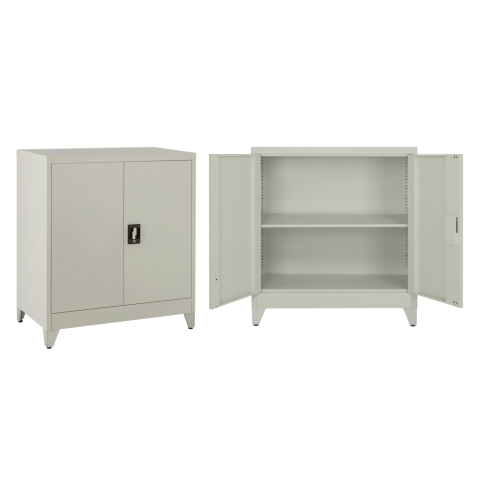 Dulapuri metalice - CLOSET METALLIC DURON HM11980 2-LEAF WITH 2 STORAGE SPACES and LEGS-GREY 90Χ40Χ100Hcm.