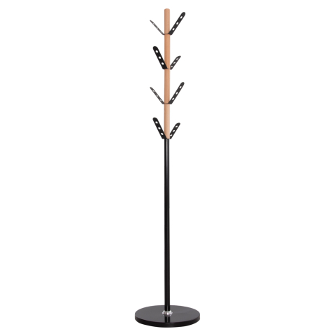Cuiere - COAT HANGER BILLY HM18075.01 BEECH WOOD-BLACK METAL-BASE WITH WOOD Φ37.5X180Hcm.