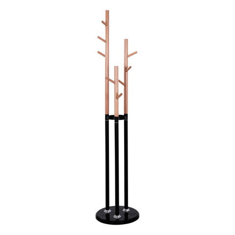 Cuiere - COAT HANGER TRIPLE-PILLAR WYATT HM8610.02 BEECH WOOD-BLACK METAL AND MARBLE BASE Φ37X173Hcm.