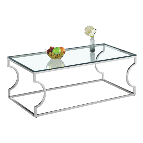 Masute de cafea - Coffee table Amara HM8615.01 with glass and chromium base 120X60X45 cm