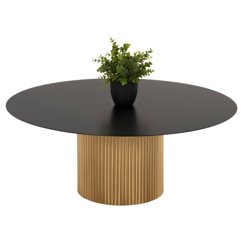 Masute de cafea - COFFEE TABLE CLAD HM9674 METAL IN GOLD and BLACK TOP Φ80x32H cm.