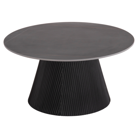 Interior - COFFEE TABLE DUNCAN HM18022.01 CERAMIC TOP-MDF BASE-BLACK Φ80x41Hcm.