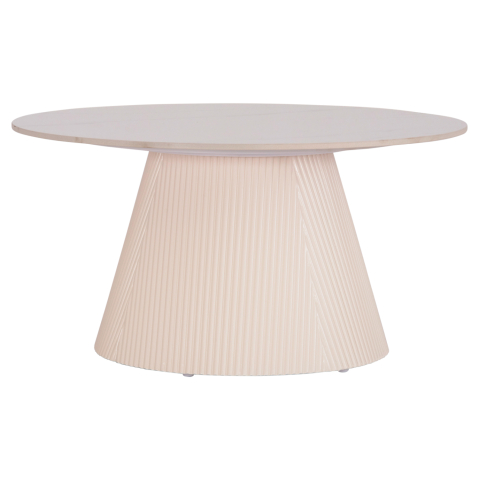 Interior - COFFEE TABLE DUNCAN HM18022.02 CERAMIC TOP-MDF BASE-CREAM WHITE Φ80x41Hcm.