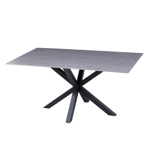 Masute de cafea - COFFEE TABLE HM9470.05 GREY MARBLE SINTERED STONE TOP-BLACK METAL BASE 120x60x45,5Hcm.