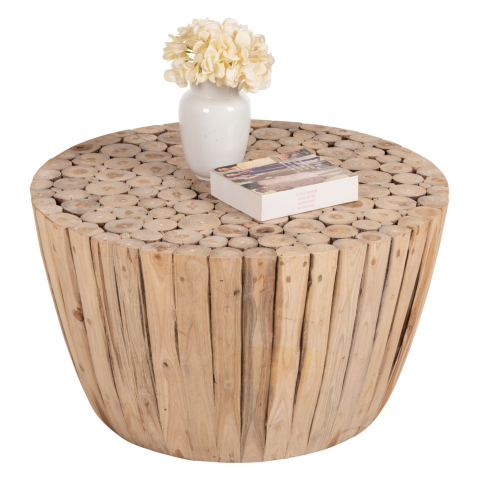 Masute de cafea - COFFEE TABLE HM9804 TEAK WOOD IN NATURAL Φ80x46Hcm.