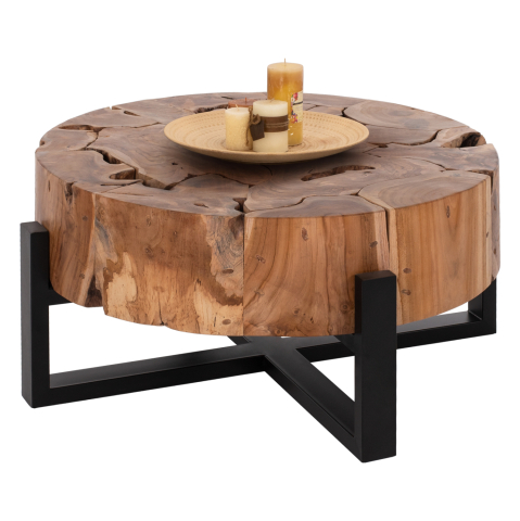 Interior - COFFEE TABLE MOBLEY HM9352 ROUND SOLID TEAK NATURAL COLOR Φ80x40H