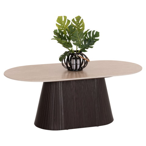 Interior - COFFEE TABLE OVAL CATER HM18321 CERAMIC TOP WITH TRAVERTINE STONE LOOK--MDF BASE 120x60x46H