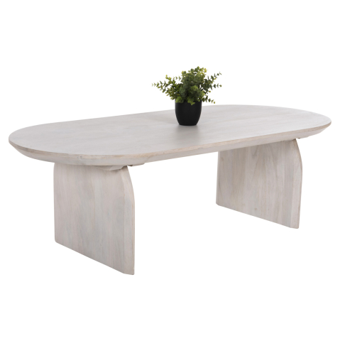 Masute de cafea - COFFEE TABLE OVAL HONKY HM9710 SOLID MANGO WOOD IN WHITE 130x60x40Hcm.