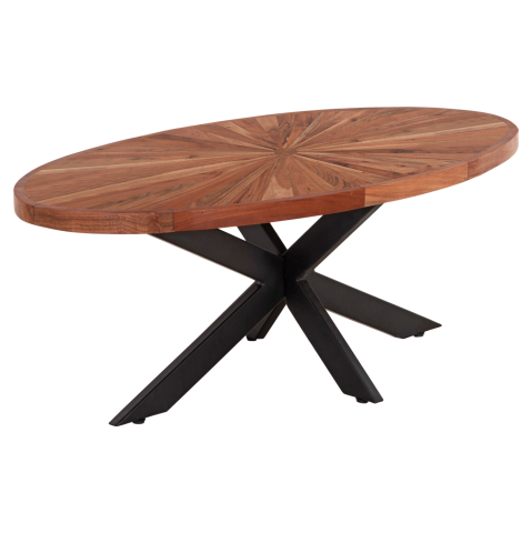 Interior - COFFEE TABLE OVAL MONTANA SUPERIOR HM9906 ACACIA WOOD-METAL 120x61x45Hcm.
