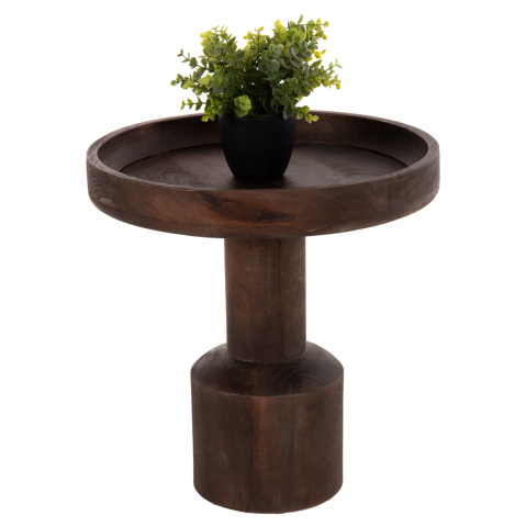 Masute de cafea - COFFEE TABLE ROUND CRAMM HM9700 SOLID MANGO WOOD IN DARK BROWN Φ45x47Hcm.
