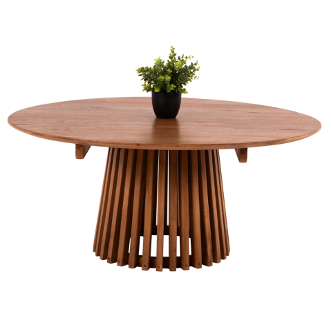 Masute de cafea - COFFEE TABLE ROUND FRANTZ HM9523.11 SOLID MINDI WOOD-NATURAL Φ100X45Hcm.