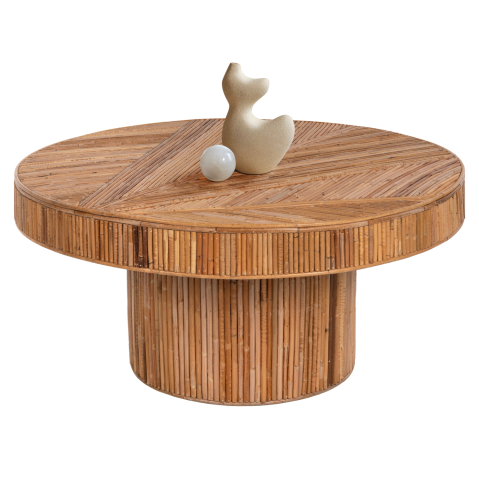 Masute de cafea - COFFEE TABLE ROUND GATSBY HM9651 RATTAN IN NATURAL COLOR Φ100x50Hcm.