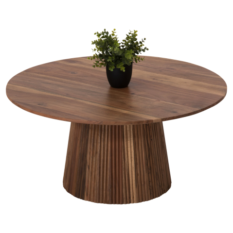 Masute de cafea - COFFEE TABLE ROUND GROOT HM9697 SOLID ACACIA WOOD IN NATURAL COLOR Φ80x48Hcm.