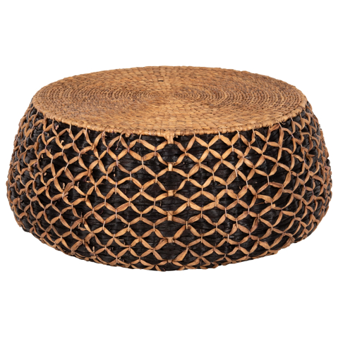Masute de cafea - COFFEE TABLE ROUND ILION HM7868 WATER HYACINTH IN BLACK-NATURAL COLOR Φ115x45Hcm.