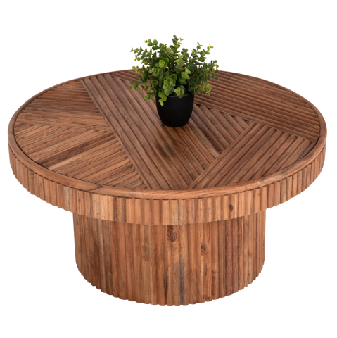 Masute de cafea - COFFEE TABLE ROUND RANNE HM9694 SOLID ACACIA WOOD IN NATURAL COLOR Φ80x38Hcm.