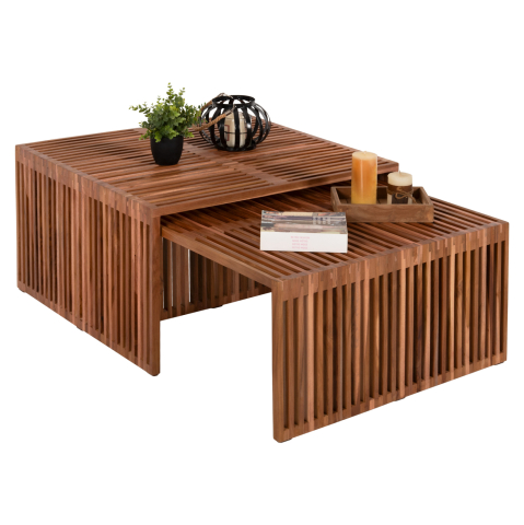 Masute de cafea - COFFEE TABLE SET OF 2 NYA HM9546 TEAK WOOD IN NATURAL COLOR 86x79x46Hcm.