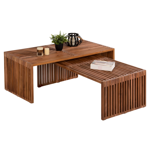 Masute de cafea - COFFEE TABLE SET OF 2 NYA HM9548 TEAK WOOD IN NATURAL COLOR 116x60x46,5Hcm.