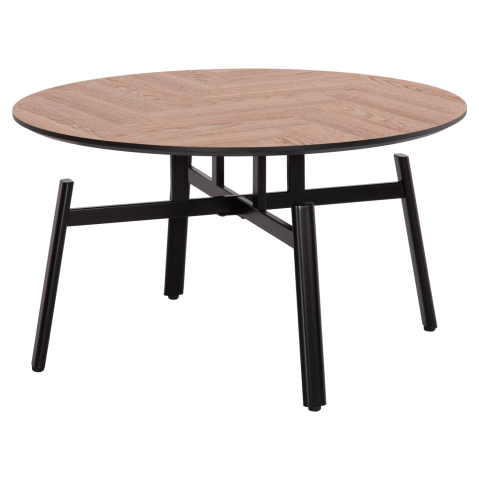 Interior - COFFEE TABLE SWIVELLING NORTON HM18035.03 METAL LEGS IN BLACK-MDF TOP IN SONAMA Φ80x45.5Hcm.