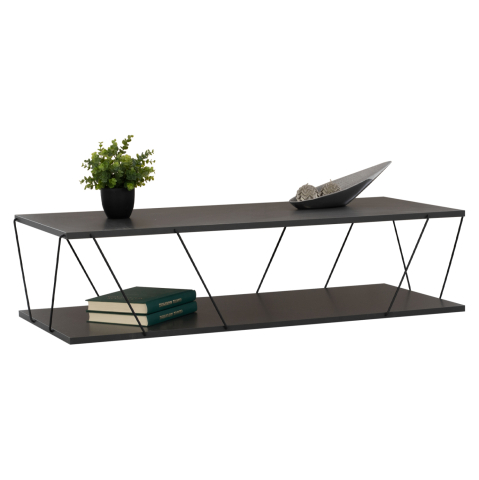 Masute de cafea - COFFEE TABLE TARS HM8927.20 GREY MELAMINE-BLACK METAL RODS 120Χ50Χ30Hcm.
