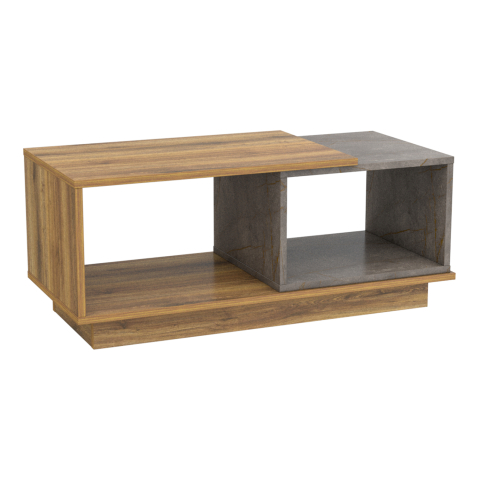 Masute de cafea - COFFEE TABLE TELES HM18181.06 MELAMINE IN NATURAL WOOD and GREY MARBLE COLOR 100x45x42Hcm.