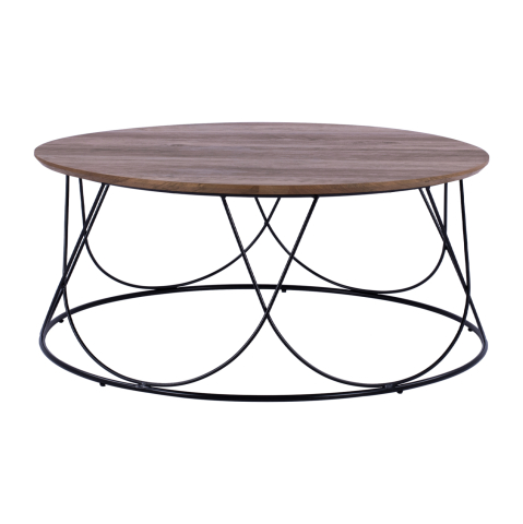 Masute de cafea - Coffee Table ZENA with MDF top and metallic black frame Φ90x40Ηcm.ΗΜ8690