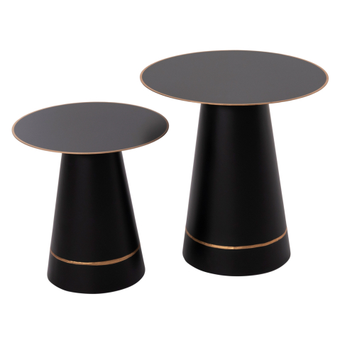 Interior - COFFEE TABLES 2PCS BALLI HM9996 ROUND METAL IN BLACK Φ50 and Φ40 cm.