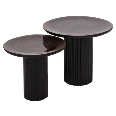 Interior - COFFEE TABLES 2PCS ELAF HM9999 MANGO WOOD ENAMELED TOP-IRON BASES