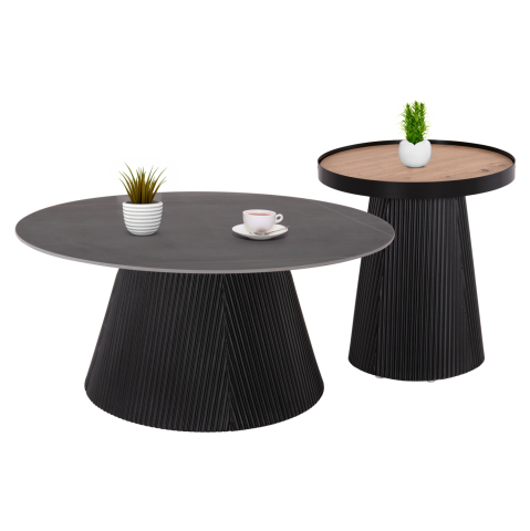 Interior - COFFEE TABLES 2PCS SET DUNCAN HM21081 MDF AND CERAMIC TOP Φ80cm and Φ45cm