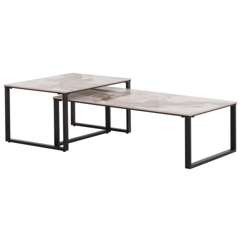Interior - COFFEE TABLES 2PCS TERREN HM18365.01 METAL--SINTERED STONE IN PANDORA COLOR SCHEME 120x70x45H