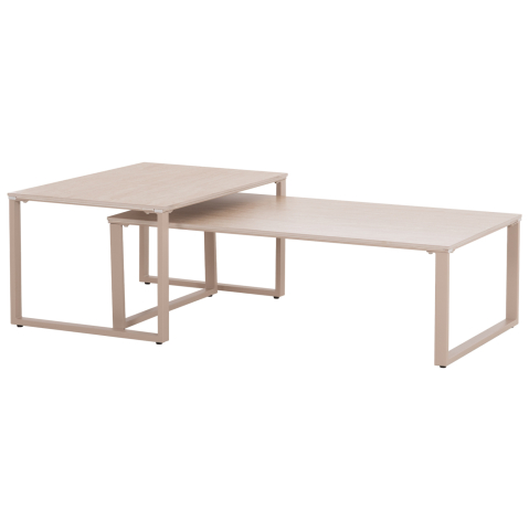 Interior - COFFEE TABLES 2PCS TERREN HM18365.02 METAL BEIGE--SINTERED STONE IN TRAVERTINE STONE SCHEME 120x70x45H