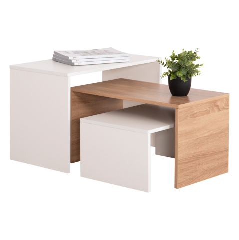 Interior - COFFEE TABLES 3PCS SET BENTIL HM9444.11 MELAMINE IN SONAMA-WHITE 65x35x45Hcm.