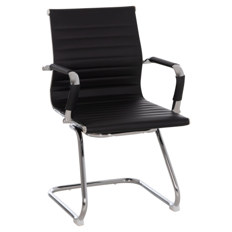Scaune de birou - CONFERENCE CHAIR BOSS HM1023.31 WITH ARMS-BLACK PU-CHROMED METAL LEGS 54x55x88Hcm.