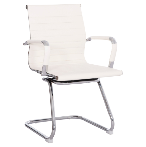 Scaune de birou - CONFERENCE CHAIR BOSS HM1023.32 WITH ARMS-WHITE PU-CHROMED METAL LEGS 54x56x87Hcm.