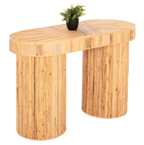 Bufete - CONSOLE IN OVAL SHAPE GATSBY HM9871 NATURAL RATTAN IN NATURAL COLOR 110x45x74,5Hcm.