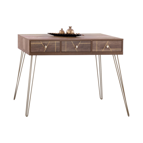 KAITLYN - Console Kaitlyn HM8653 Walnut with Gold 120x55x79,5 cm.