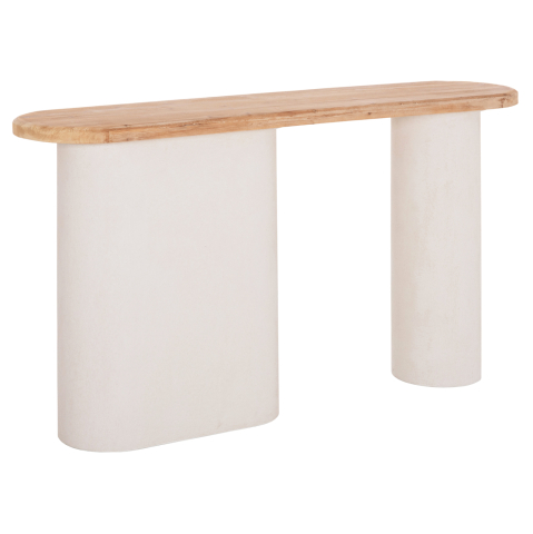 Bufete - CONSOLE SANTORINI HM18338 FIR WOOD TABLETOP-MDF BASE IN OFF-WHITE 150x35x82Hcm.