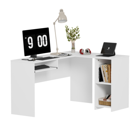 Birouri - CORNER DESK SHIG HM2135.03 MDF IN WHITE 140x120x75Hcm.