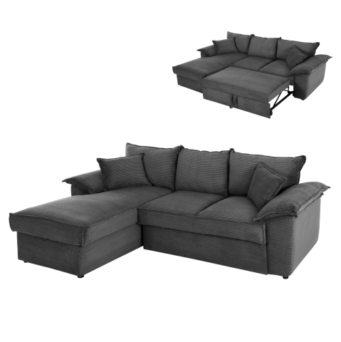 Canapele de colt - CORNER (LEFT) SOFA-BED WITH STORAGE SPACE ALDO HM3276.02L ANTHRACITE FABRIC 256x91-159x87Hcm.