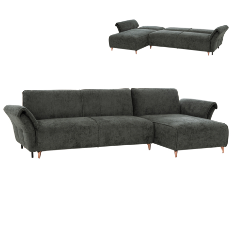 Interior - CORNER REVERSIBLE SOFA-BED MAILO HM6071.03 GREEN FABRIC-METAL LEGS 300x145x80Hcm.