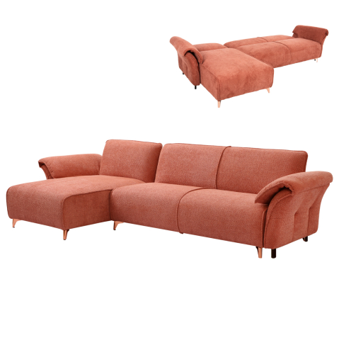 Canapele de colt - CORNER REVERSIBLE SOFA-BED MAILO HM6071.04 ORANGE FABRIC-METAL LEGS 300x150x80Hcm.