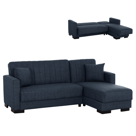 Interior - CORNER SOFA-BED GHUFRAN HM3244.07 REVERSIBLE WITH STORAGE SPACE-BLUE FABRIC 202x140x78Hcm.