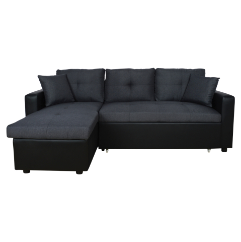Interior - Corner Sofa Bed Wayne 220x146x86 HM3028.01 Grey with Black PU