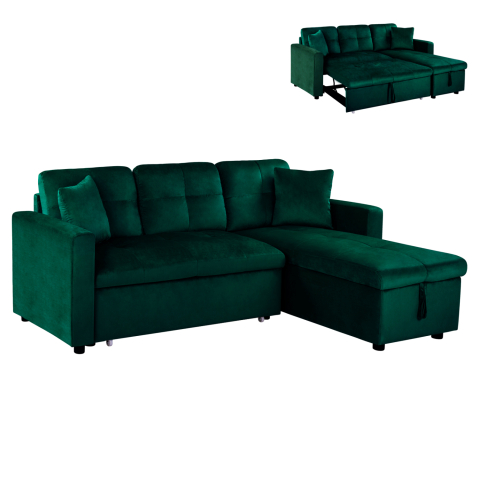 Interior - Corner Sofa Bed Wayne 224x147x85 HM3028.13 Cypress Green Velvet