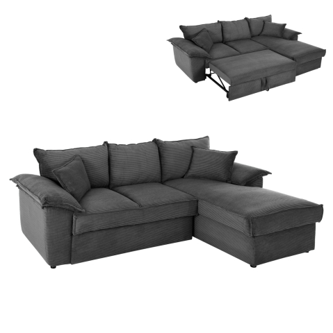 Canapele de colt - CORNER SOFA-BED WITH STORAGE SPACE ALDO HM3276.02R ANTHRACITE FABRIC 256x91-159x87Hcm.
