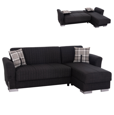 Interior - CORNER SOFA-BED WITH STORAGE SPACE BRONKO HM3291.01 FABRIC IN ANTHRACITE COLOR 218x138x77Hcm.