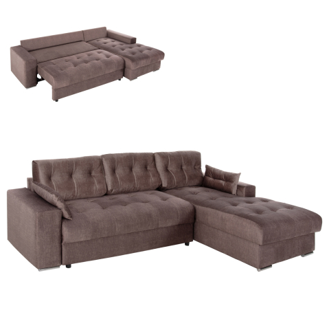 Canapele de colt - CORNER SOFA-BED WITH STORAGE SPACE CLANCY HM3281.03R BROWN FABRIC 308x181x92Hcm.