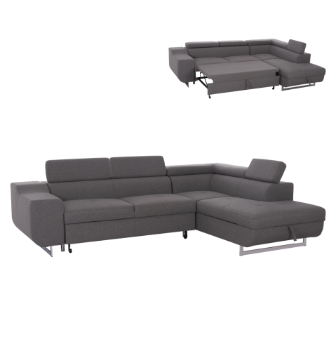 Interior - CORNER SOFA-BED WITH STORAGE SPACE ENCORE HM3301.01R GREY FABRIC 285x205x90Hcm.