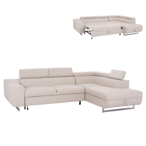 Interior - CORNER SOFA-BED WITH STORAGE SPACE ENCORE HM3301.03R BEIGE FABRIC 285x205x90Hcm.