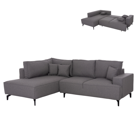 Interior - CORNER SOFA-BED WITH STORAGE SPACE SAFFIRA HM3303.01L GREY FABRIC 270x195x100Hcm.